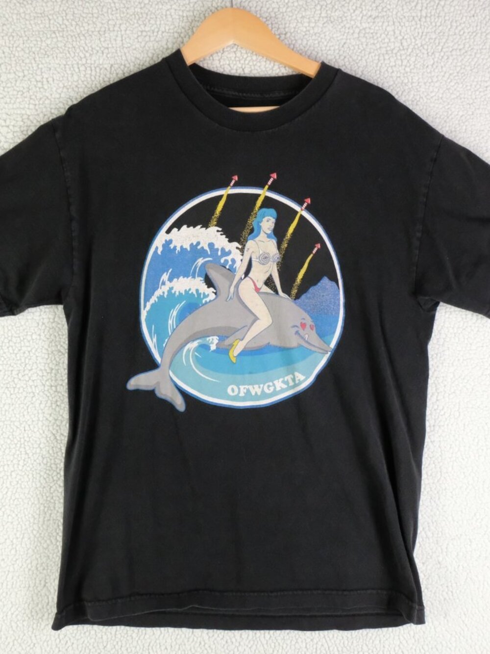 Ofwgkta T Shirt Mens Large Black Graphic Dolphin Ocean Girl Short Sleeve Crew